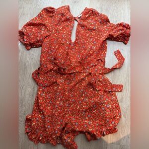 Topshop Red Floral romper